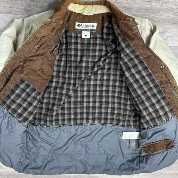 Columbia Barn Chore Jacket Coat Corduroy Collar Workwear Medium Pockets Tan - Picture 4 of 12